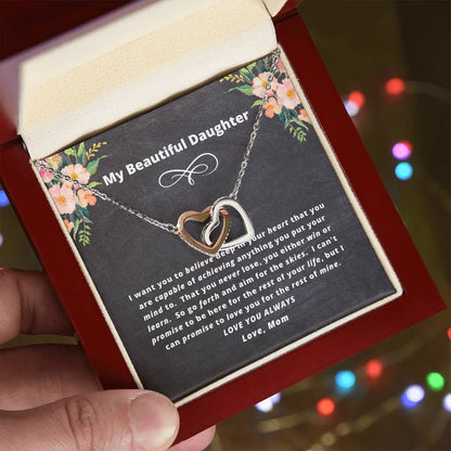 The Daughter Believe Necklace Gift Set Interlocking Hearts Necklace