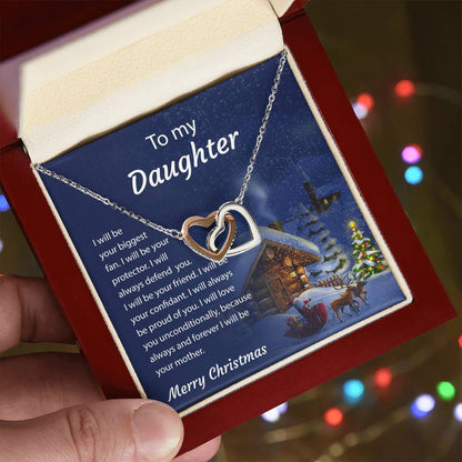 To My Daughter - Around My Heart - Necklace Interlocking Hearts Necklace