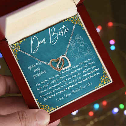 Dear Bestie - You Are My Person Interlocking Hearts Necklace
