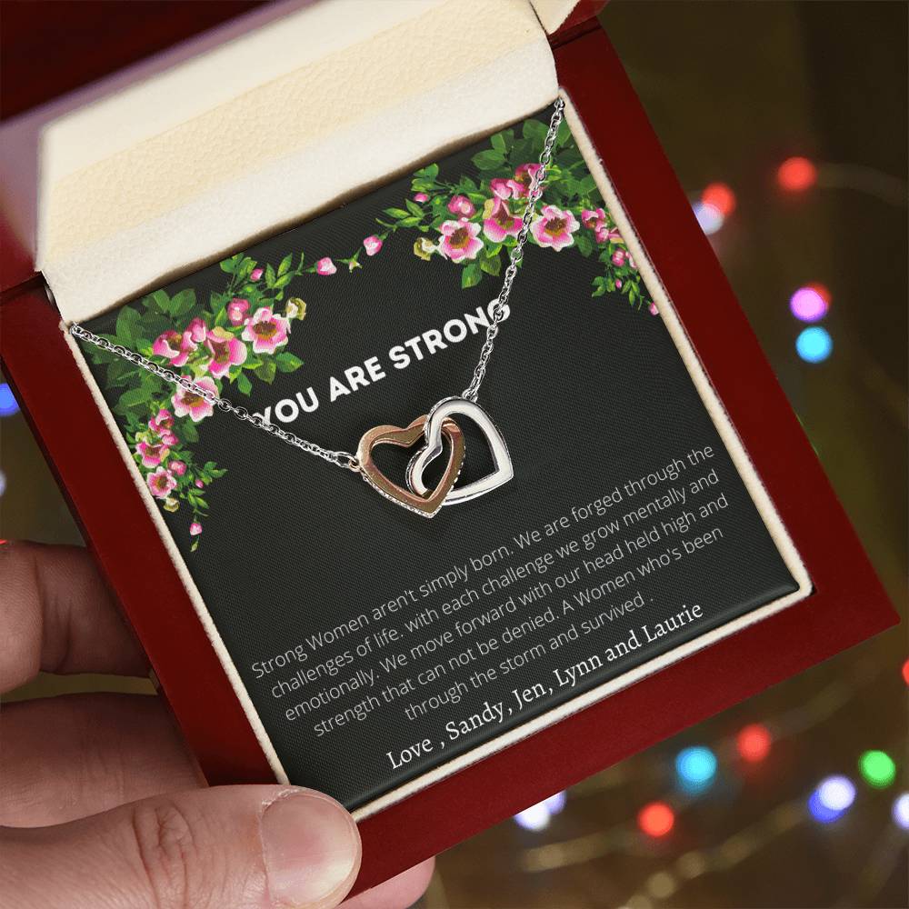 You Are Strong Interlocking Hearts Necklace