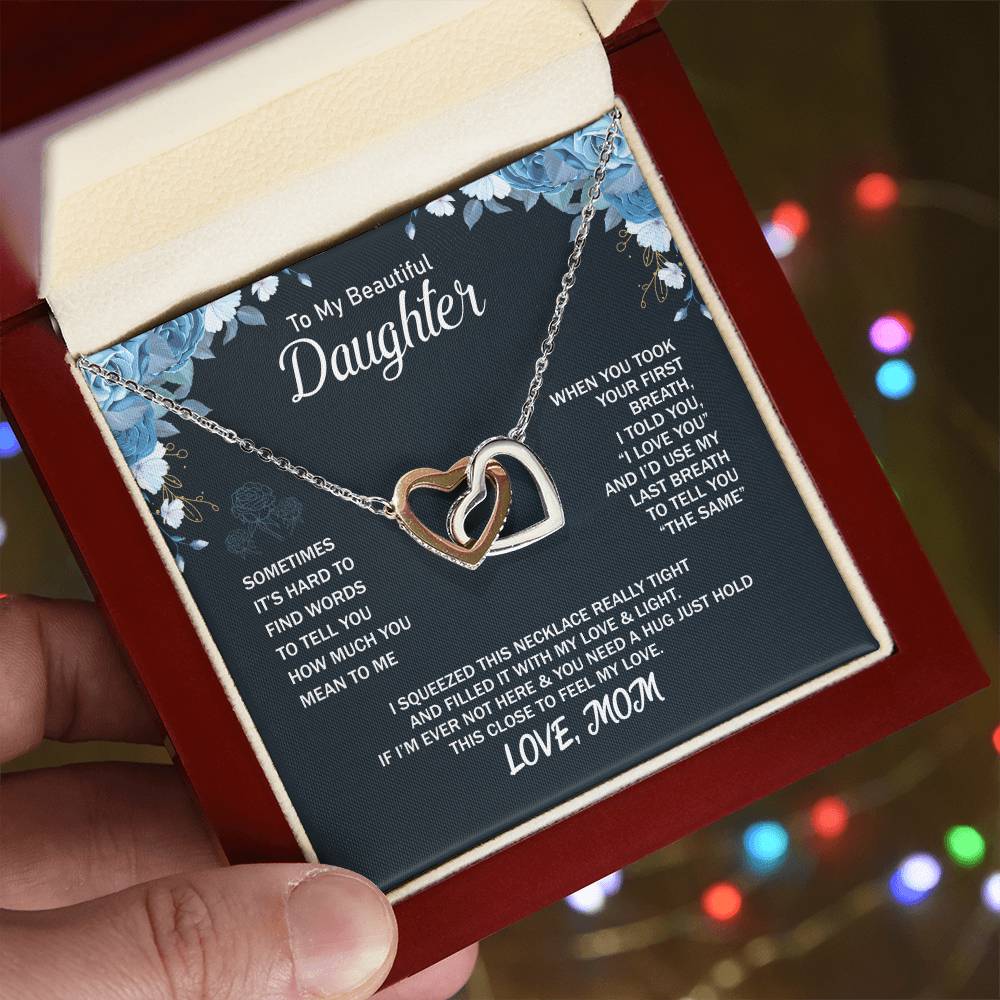 To My Daughter From Mom Interlocking Hearts Necklace Mother To Daughter Gift Birthday Gift To Daughter From Mom Daughter Necklace