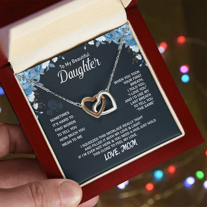 To My Daughter From Mom Interlocking Hearts Necklace Mother To Daughter Gift Birthday Gift To Daughter From Mom Daughter Necklace