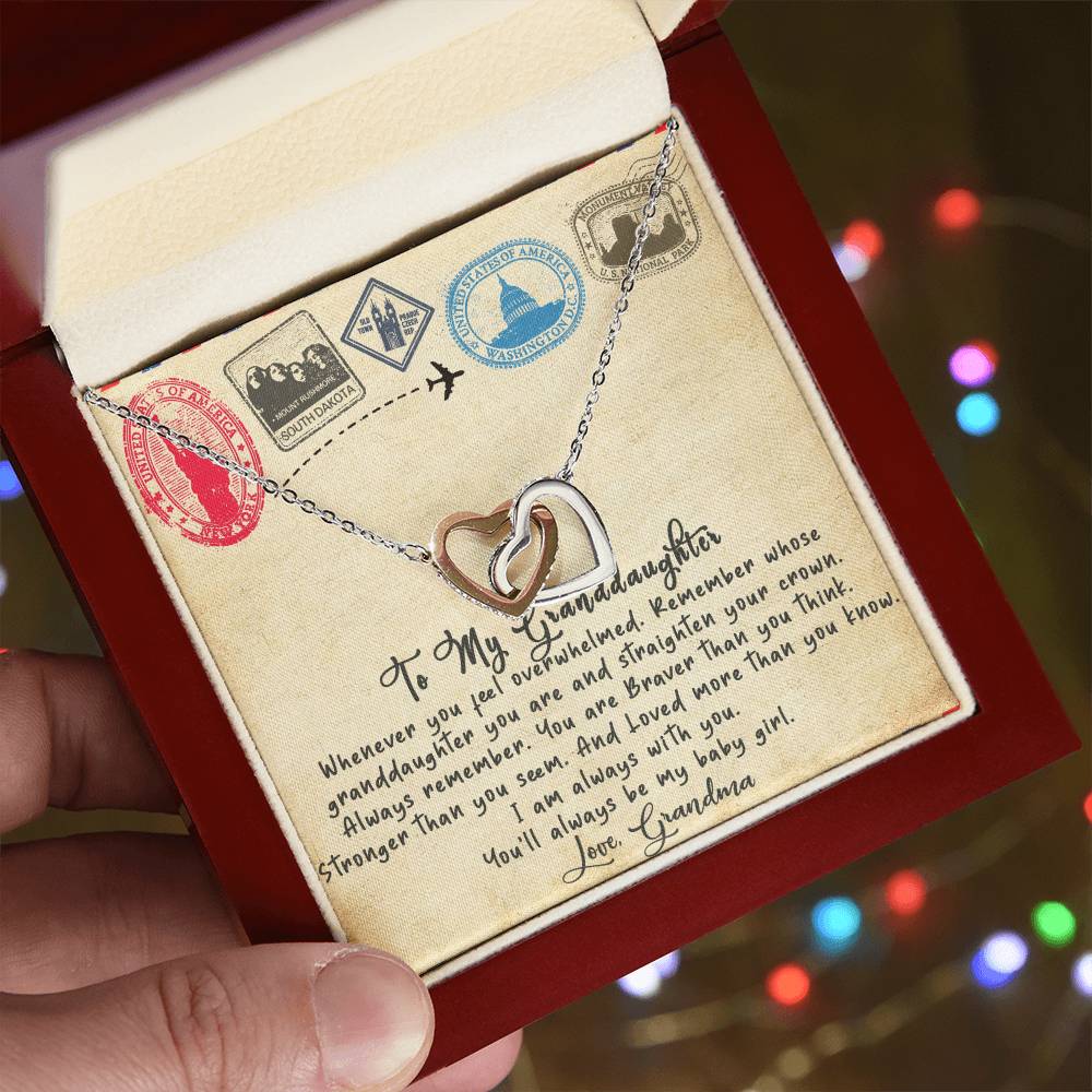 To My Granddaughter Interlocking Hearts Necklace Message Card