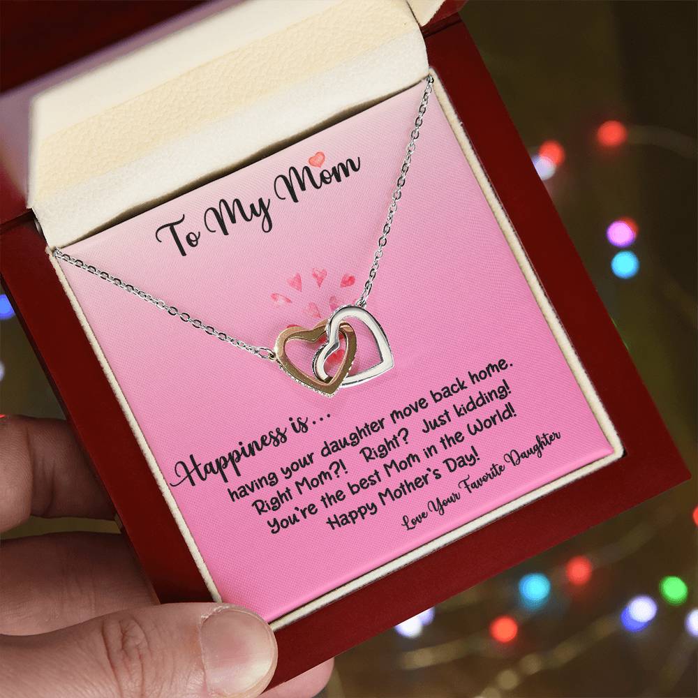 To My Mom Happiness Is Daughter Ilh Necklace Interlocking Hearts Necklace