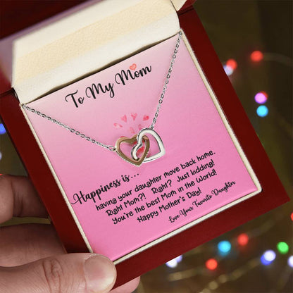 To My Mom Happiness Is Daughter Ilh Necklace Interlocking Hearts Necklace