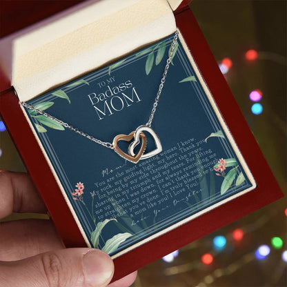 To My Badass Mom Necklace Mother’S Day Gift Daughter To Mom Gift Gift From Daughter To Mom On Wedding Day Mom Gift Birthday Gift Interlocking Hearts Necklace