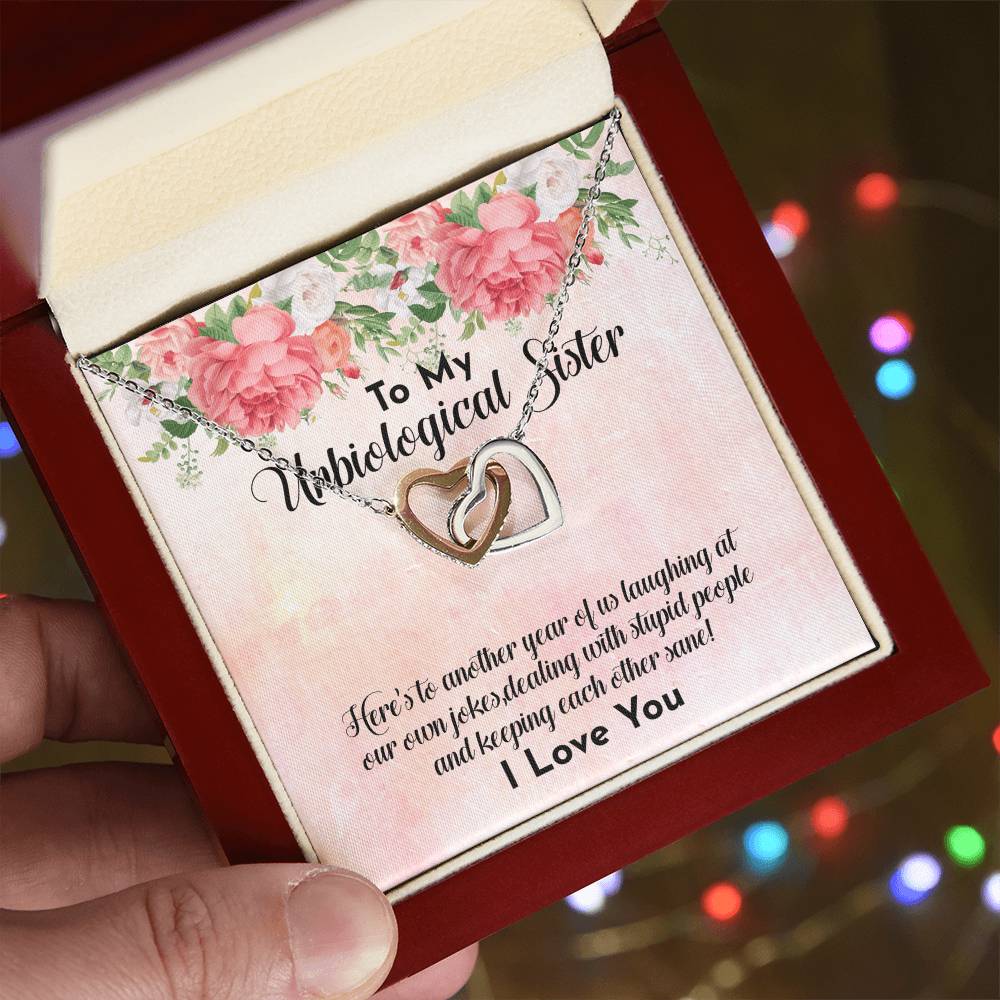 Unbiological Sister Necklace - Soul Sister - Sorority Sister - Sister In Law Necklace - Step Sister Gift - Sister Necklace Interlocking Hearts Necklace