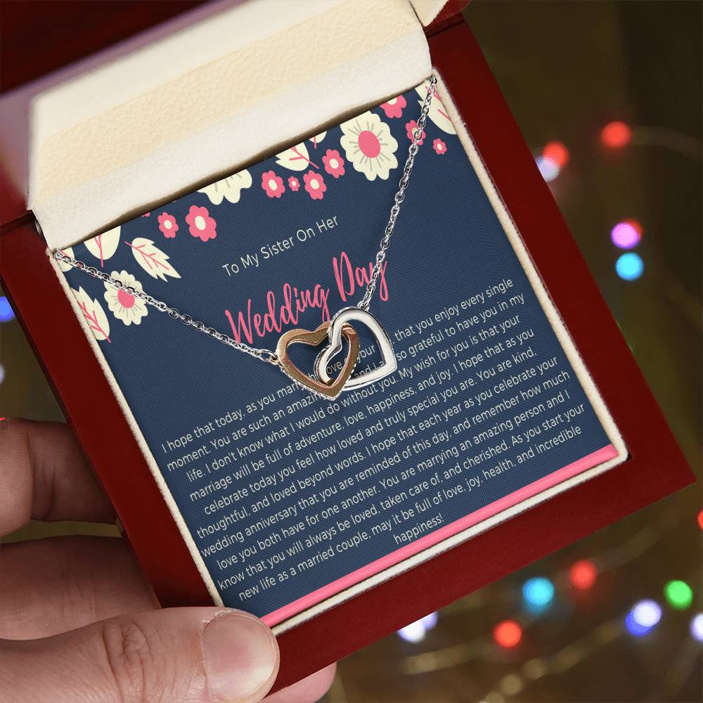 Sister Wedding Day Gift To Bride From Sister Necklace Sister To Bride Gift Bride Jewelry Gift From Sister Interlocking Hearts Necklace