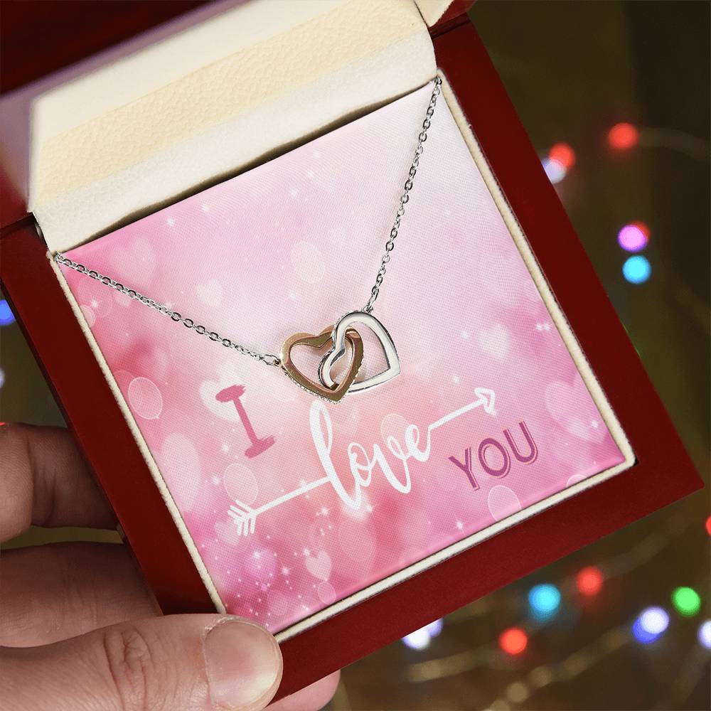 Two Hearts Connected Necklace Interlocking Hearts Necklace