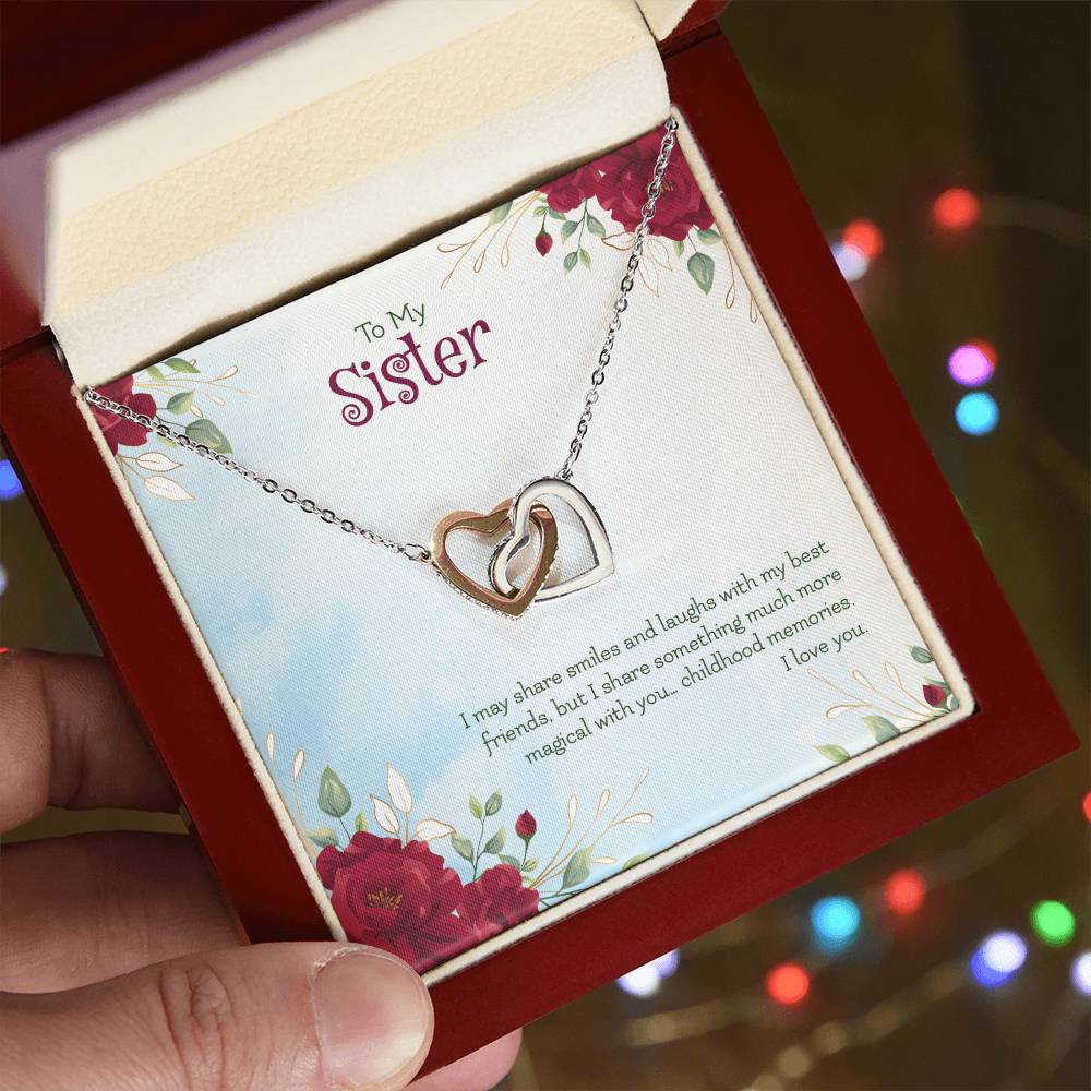 Interlocking Hearts Necklace For Sister