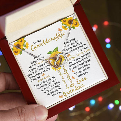 To My Granddaughter - Interlocking Hearts Necklace