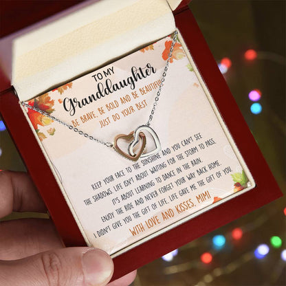 To My Granddaughter Interlocking Hearts Necklace Message Card
