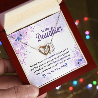 Gift For Daughter From Parents Message Card Necklace Interlocking Hearts Necklace
