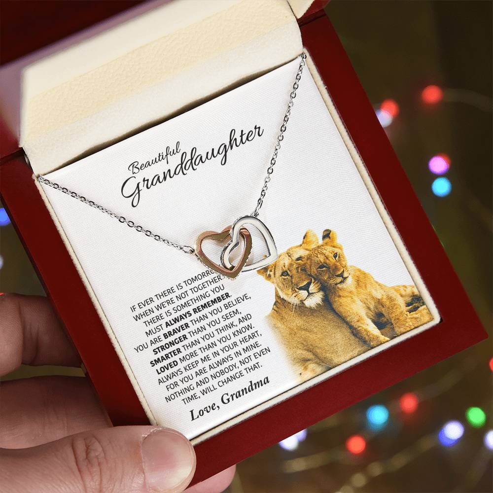 Love Gift For Granddaughters From Grandma - Interlocking Hearts Necklace