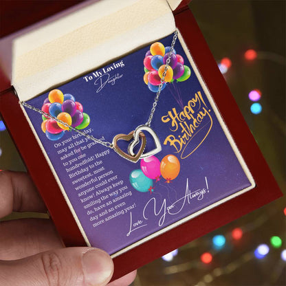 Happy Birthday Daughter Interlocking Hearts Necklace