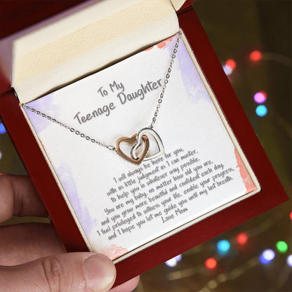 Teenage Daughter Let Me Guide You Hearts Locked Necklace Interlocking Hearts Necklace