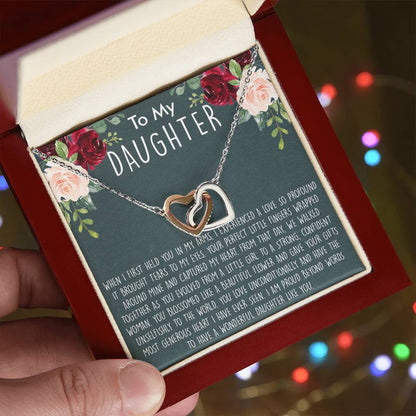To My Daughter Necklace Gift For Daughter From Mom Sentimental Gift For Birthday Graduation Anniversary Interlocking Hearts Necklace