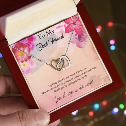To My Best Friend Interlocking Hearts Necklace