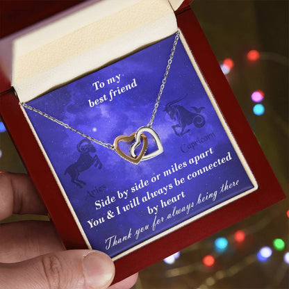 Aries To Capricorn Best Friend Interlocked Hearts Necklace Interlocking Hearts Necklace
