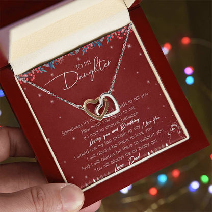 To My Daughter Interlocking Hearts Necklace Message Card