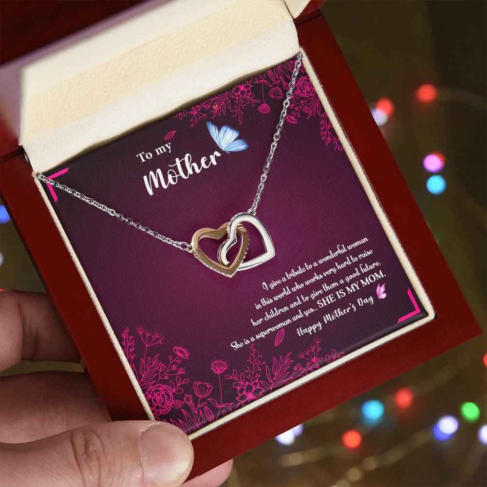 To My Mom Interlocking Hearts Necklace