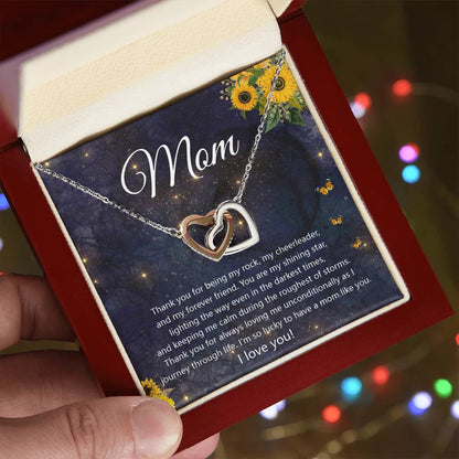 Thank You Mom Interlocking Hearts Necklace