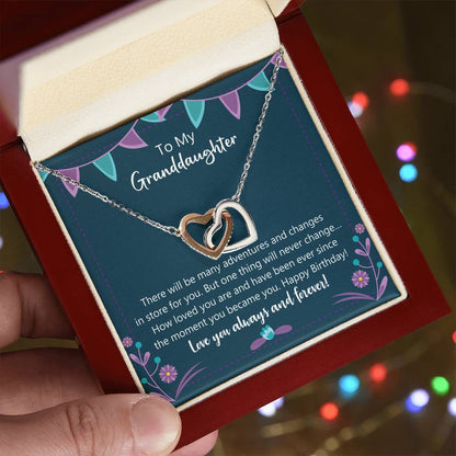 Happy Birthday My Granddaughter Interlocking Hearts Necklace