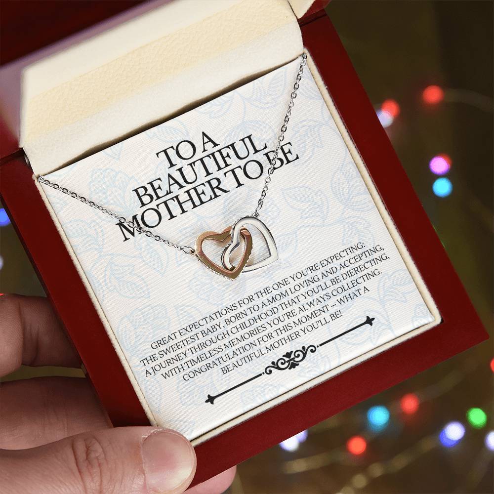 To A Beautiful Mother To Be - Premium Love Necklace - Ge01 Interlocking Hearts Necklace