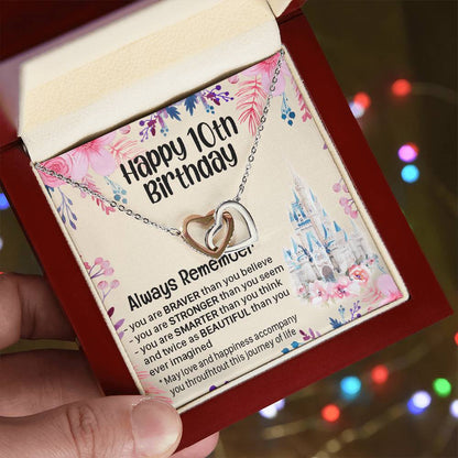 Happy 10Th Birthday Gift For Daughter Gift For 10 Years Old Birthday Teen Girl Daughter Necklace Gift Interlocking Hearts Necklace