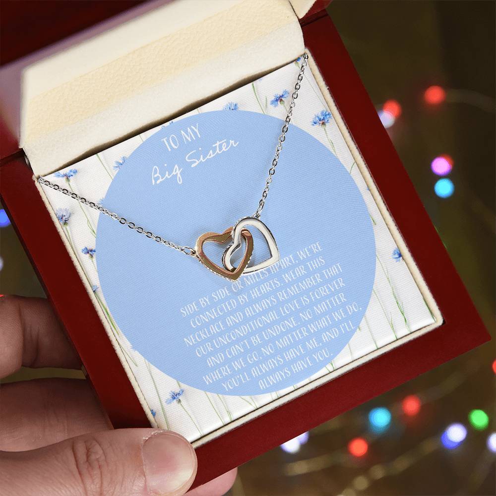 To My Big Sister Interlocking Hearts Necklace