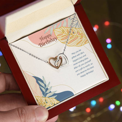 Happy Birthday! You Deserve The Best! - Interlocking Hearts Necklace