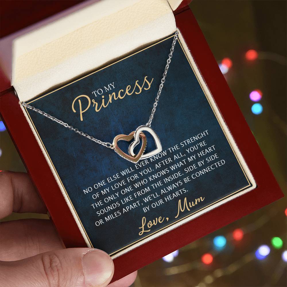 To My Daughter - Unique Heart Bonding Necklace Gift Set Interlocking Hearts Necklace