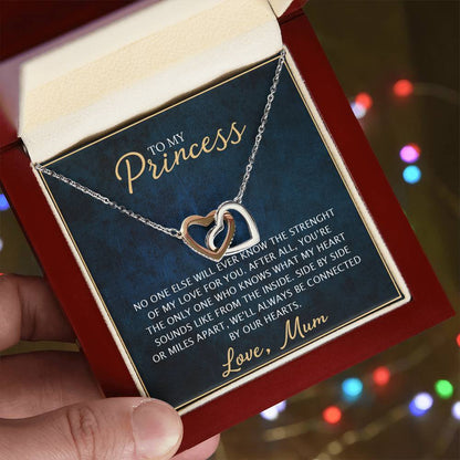 To My Daughter - Unique Heart Bonding Necklace Gift Set Interlocking Hearts Necklace