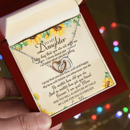 To My Daughter Interlocking Hearts Necklace Message Card