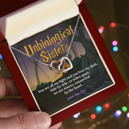 Unbiological Sisters - Always Connected - Necklace Interlocking Hearts Necklace