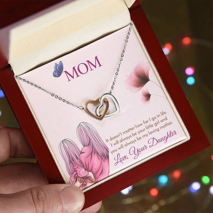 Mom - I Will Always Be Your Little Girl Interlocking Heart Necklace Interlocking Hearts Necklace