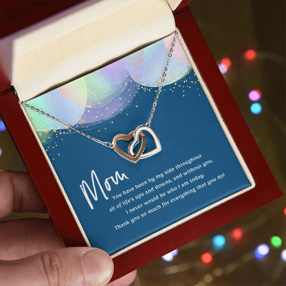 Thank You Mom Interlocking Hearts Necklace