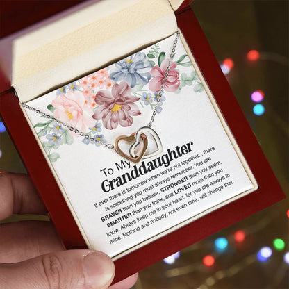 To My Granddaughter - Always Remember Interlocking Hearts Necklace