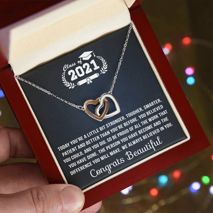 You Are Stronger Interlocking Hearts Necklace