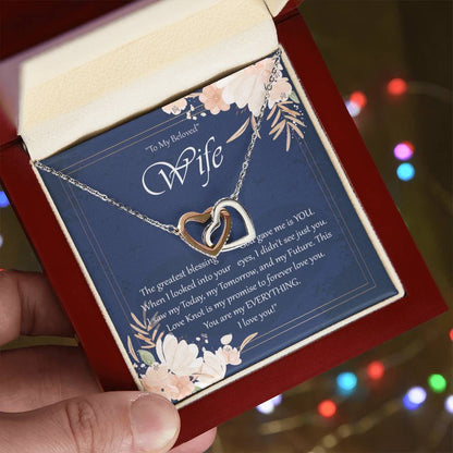 To My Beloved Wife Interlocking Hearts Necklace