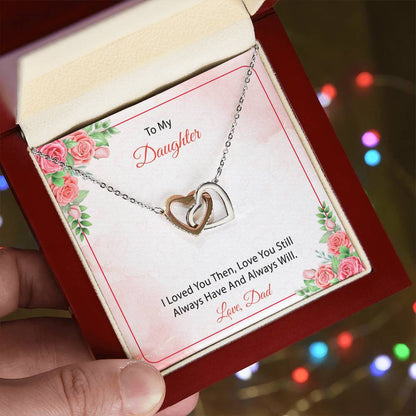 To My Daughter From Dad Interlocking Hearts Necklace