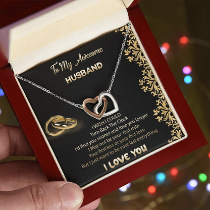 To My Awesome Husband Interlocked Hearts Necklace Interlocking Hearts Necklace