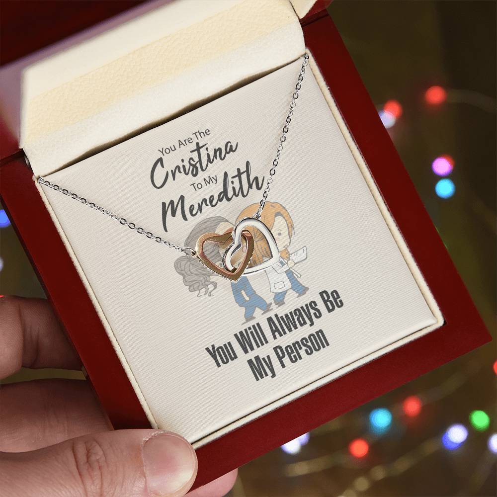 You Are The Cristina To My Meredith Necklace Interlocking Hearts Necklace