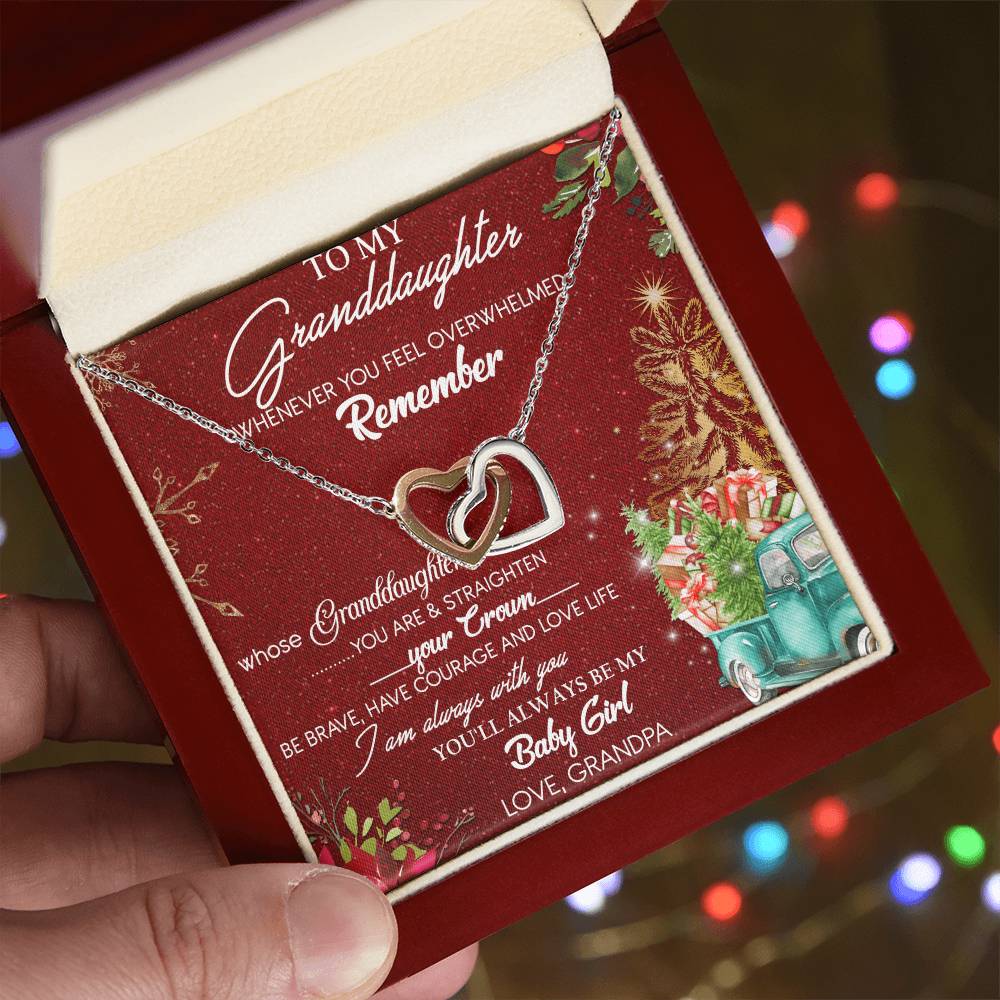 To My Granddaughter Interlocking Hearts Necklace Message Card