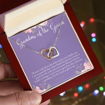 Grandmother Of The Groom Gift Necklace Grandma Wedding Gift Nana Bridal Shower Rehearsal Dinner Thank You Gift Interlocking Hearts Necklace