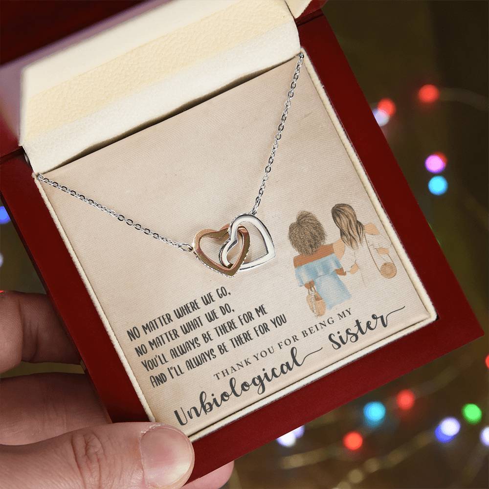 Unbiological Sister Necklace Best Friend Forever Bff Interlocking Hearts Necklace