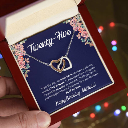 Twenty-Five Birthday All Of My Love Interlocked Hearts Necklace Interlocking Hearts Necklace