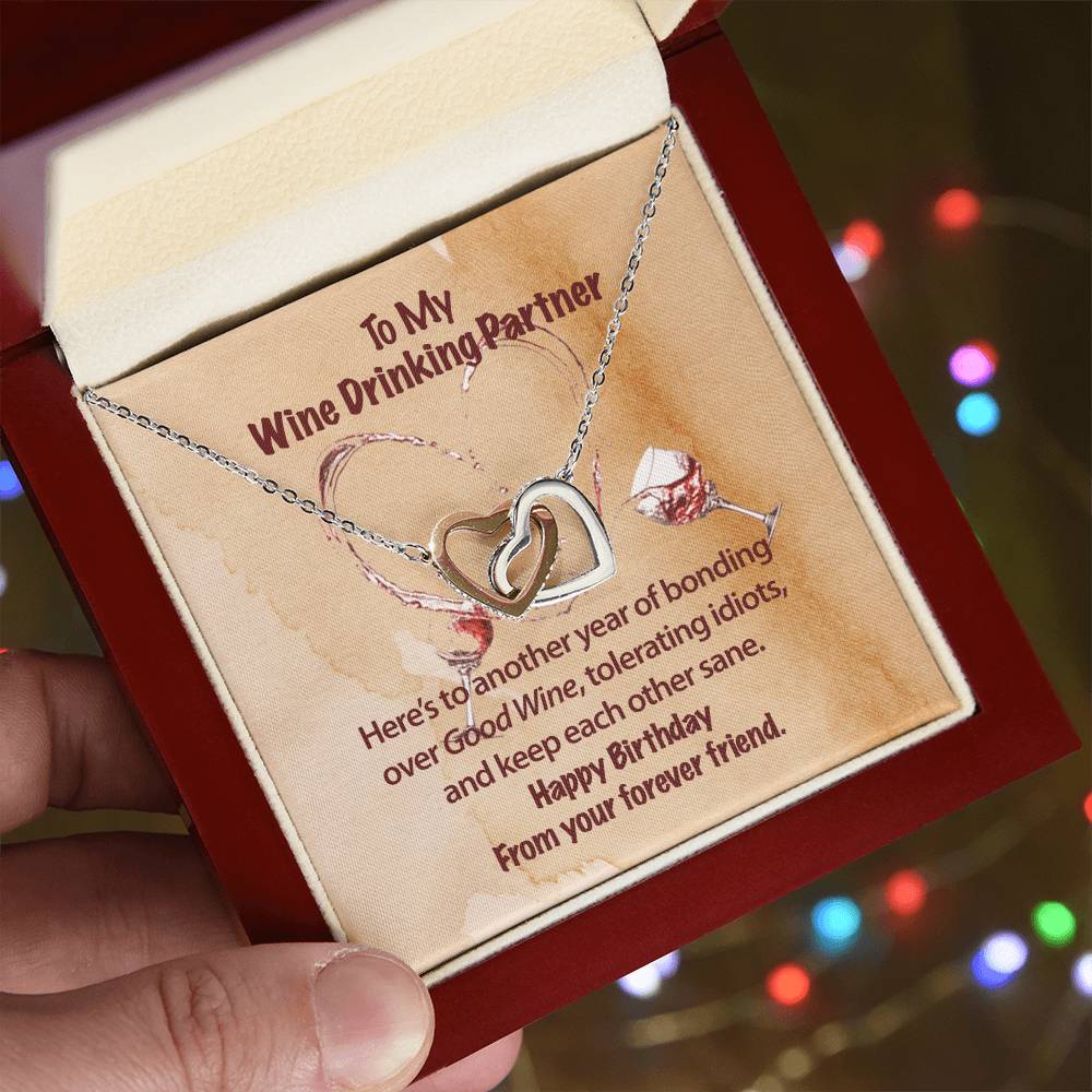 Wine Partner Necklace Interlocking Hearts Necklace