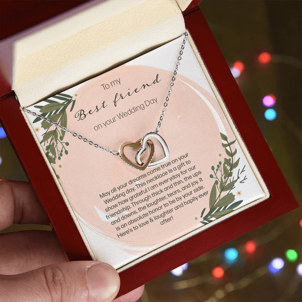 To My Bestfriend On Her Wedding Day - Leaf Interlocking Hearts Necklace