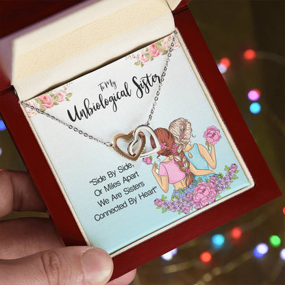 Unbiological Sister- Soul Sisters Necklace Bff Necklace Best Friend Gift Jewelry Interlocking Hearts Necklace